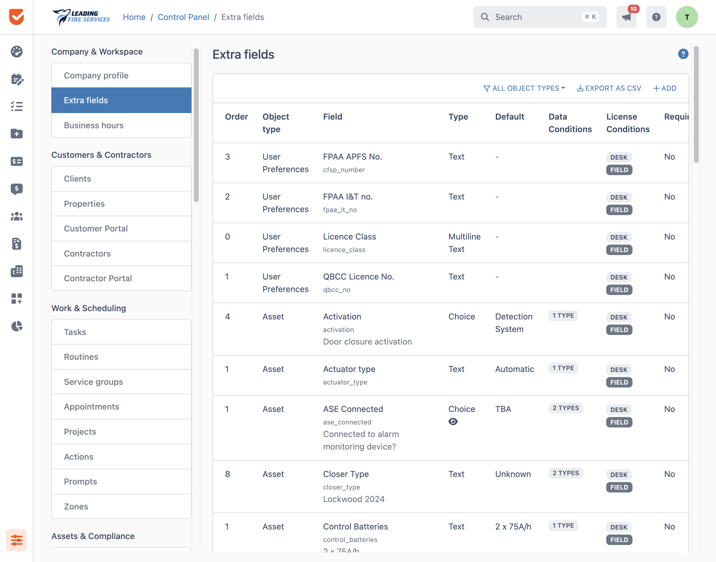 Extra Fields | Control Panel