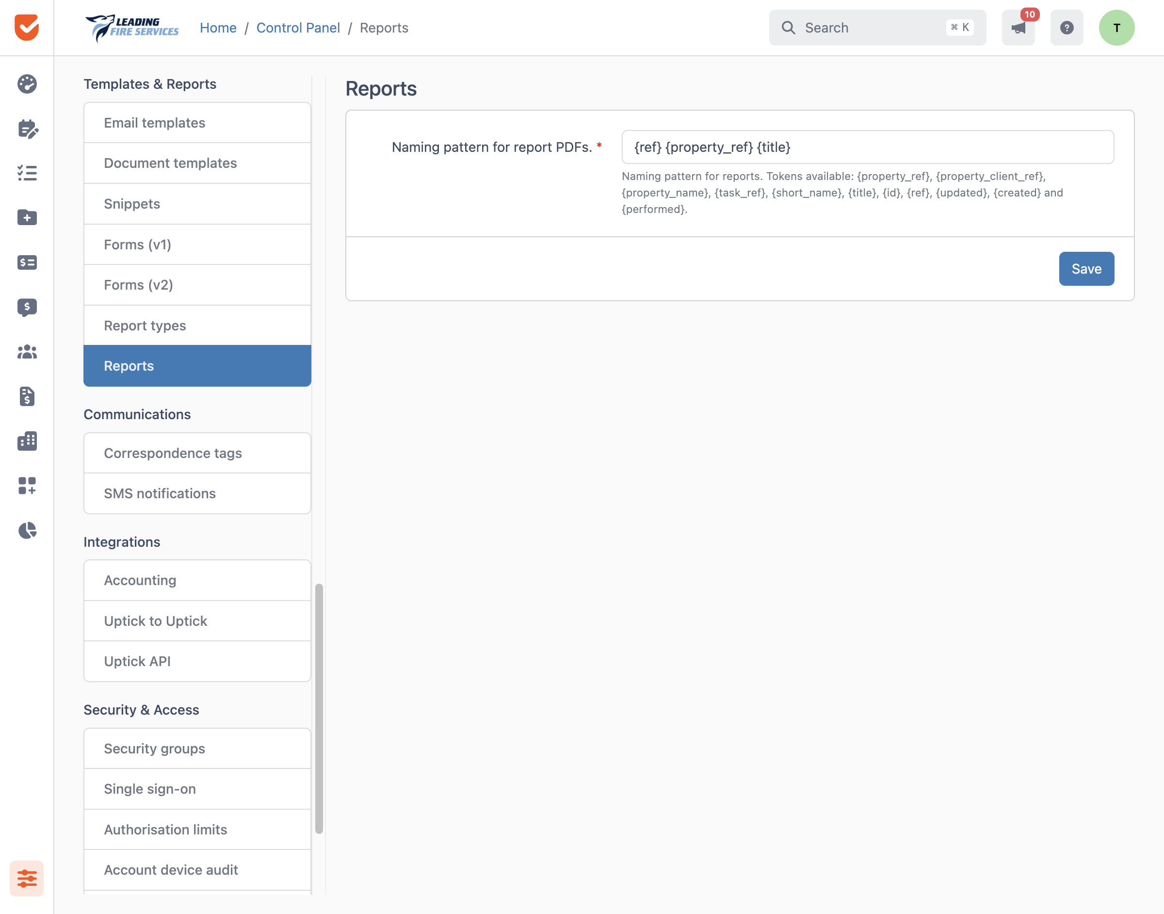Reports | Control Panel