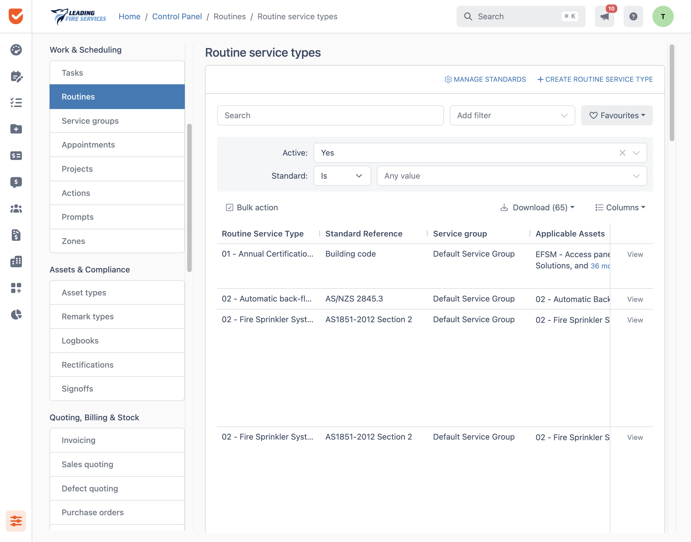 Routines | Control Panel