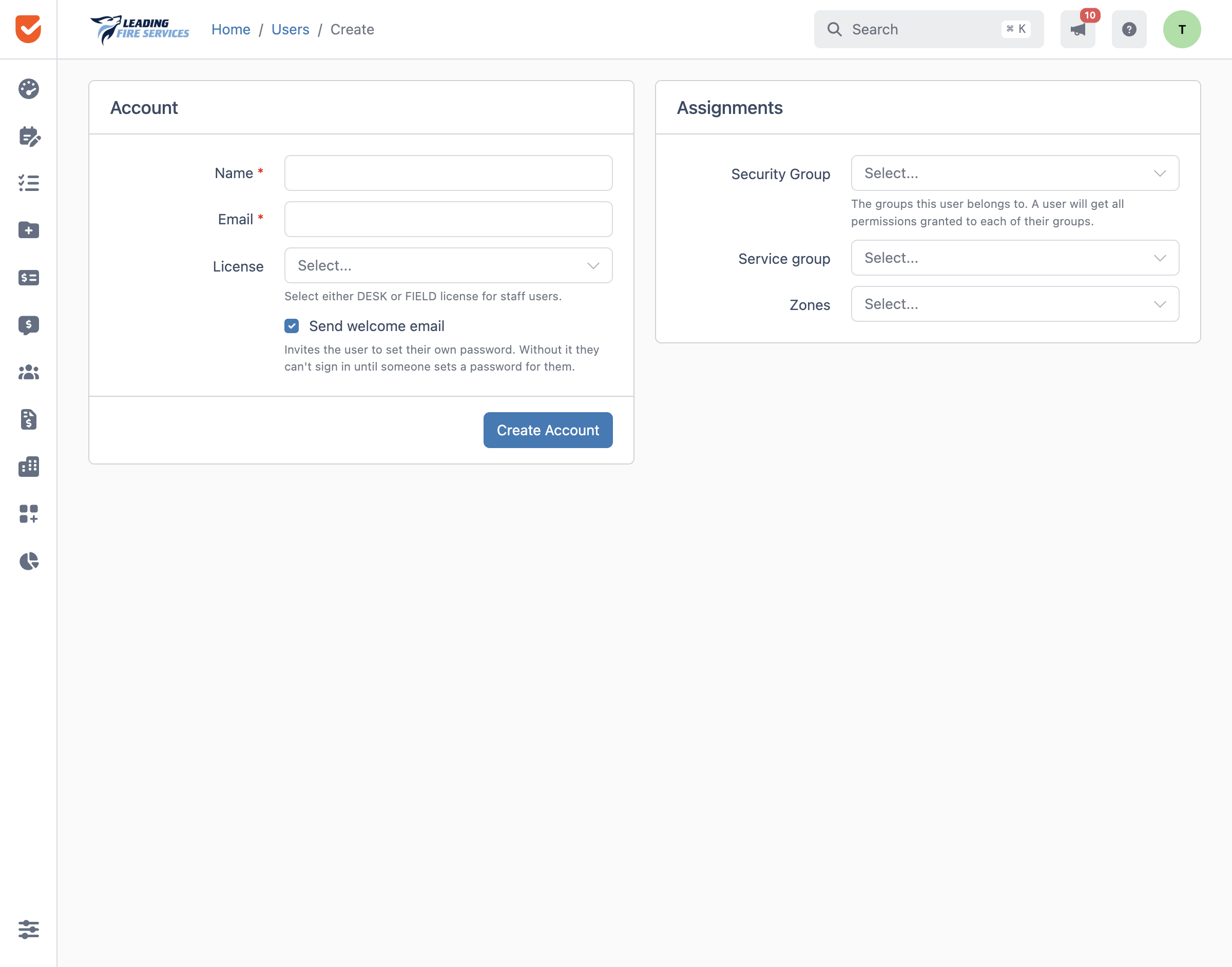 Create user | Users
