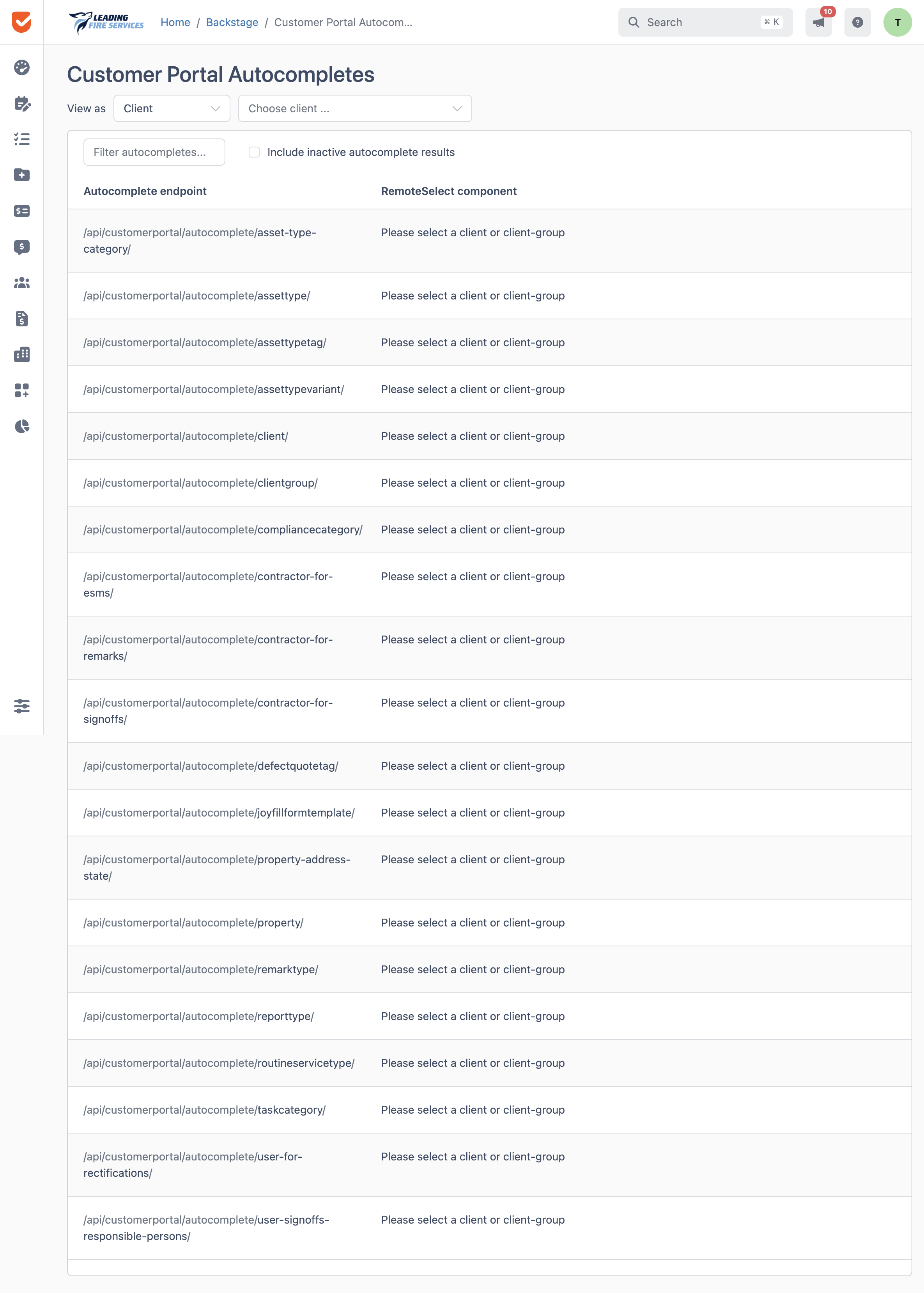 Customer Portal Autocompletes