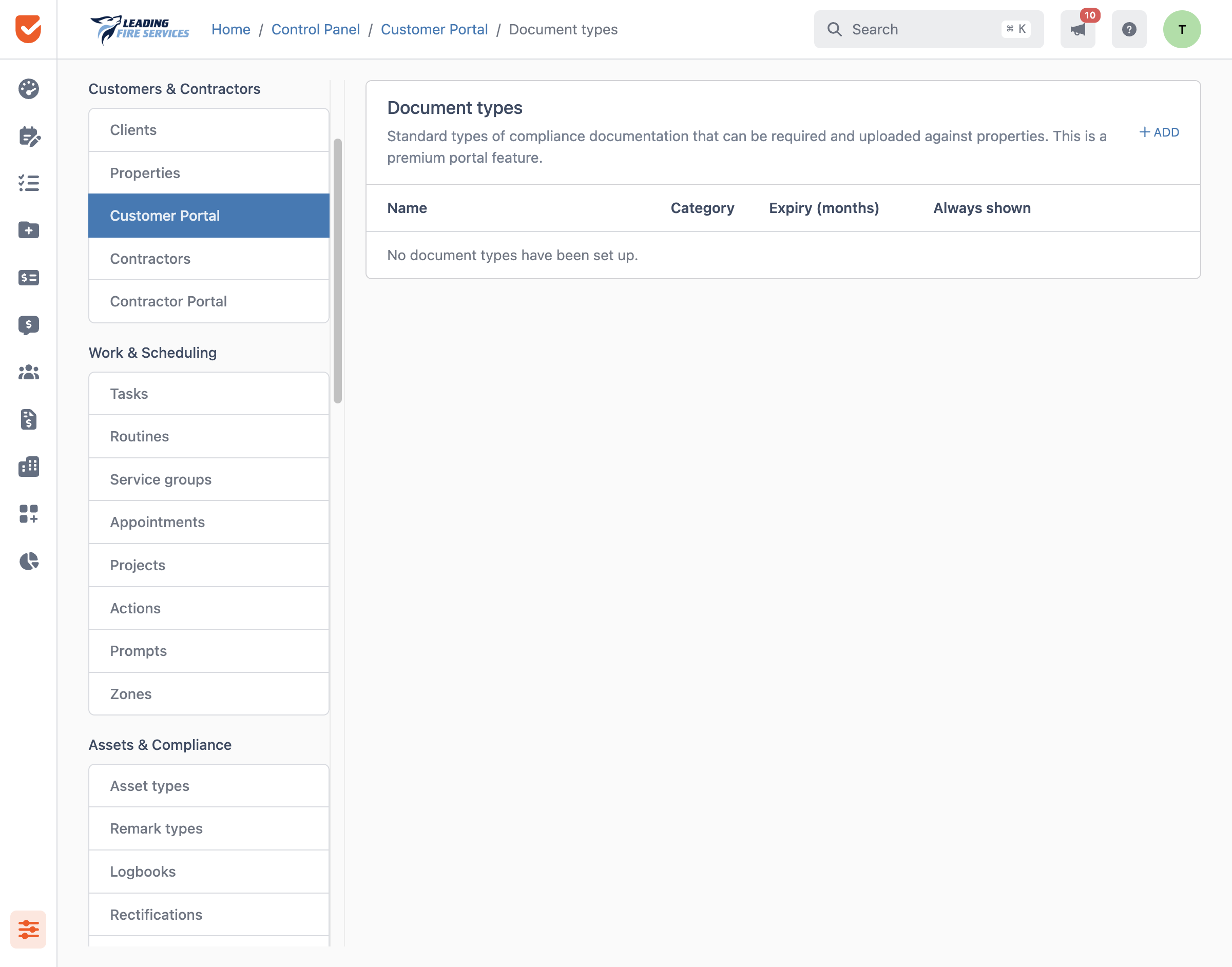 Document types | Control Panel